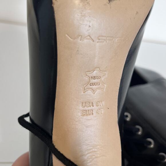 Via Spiga Whimsigoth Lace Up Leather Women Open Toe Pumps Bootie Size 9M Witchy - Picture 12 of 13